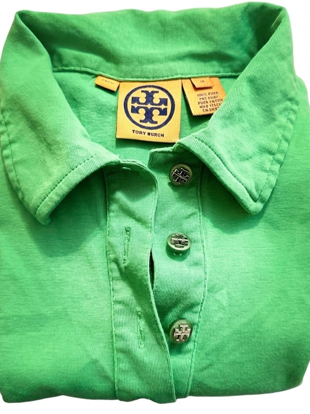 Tory Burch Bright Green Girls' Polo Shirt - Picture 3 of 4